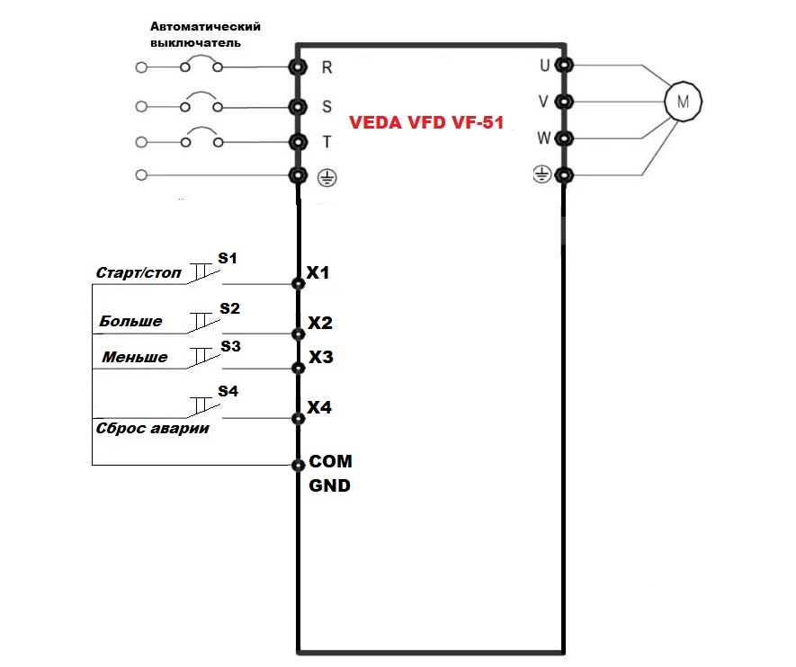 Частотник для регулировки оборотов. Схема Veda VF-51. Частотник vedavfd подключение.