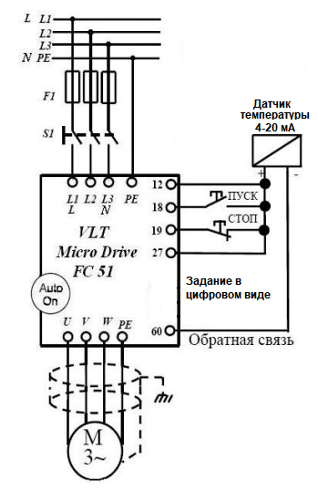 Схема подключения частотника данфосс vlt fc51